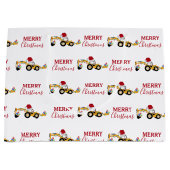 Vrachtwagen voor kersthoefijzerbouw groot cadeauzakje (Voorkant)