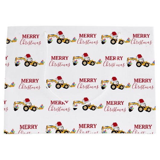 Vrachtwagen voor kersthoefijzerbouw groot cadeauzakje (Voorkant)