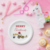 Vrachtwagen voor kersthoefijzerbouw papieren bordje (Feest)