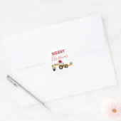 Vrachtwagen voor kersthoefijzerbouw ronde sticker (Envelop)