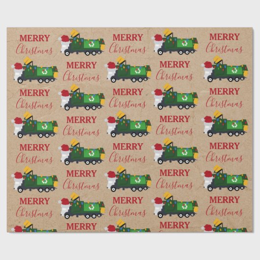 Vrachtwagen voor kerstrecycling van vuilnis cadeaupapier (Vlak)
