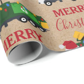 Vrachtwagen voor kerstrecycling van vuilnis cadeaupapier (Rol Hoek)