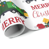 Vrachtwagen voor kerstrecycling van vuilnis cadeaupapier (Rol Hoek)