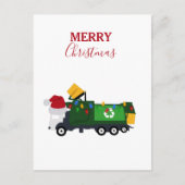 Vrachtwagen voor kerstrecycling van vuilnis feestdagenkaart (Voorkant)