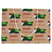 Vrachtwagen voor kerstrecycling van vuilnis groot cadeauzakje (Achterkant)