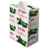 Vrachtwagen voor kerstrecycling van vuilnis medium cadeauzakje (Achterkant Gekanteld)