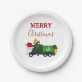 Vrachtwagen voor kerstrecycling van vuilnis papieren bordje (Voorkant)