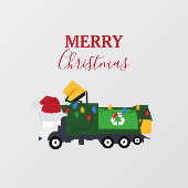 Vrachtwagen voor kerstrecycling van vuilnis raamsticker (Vel)