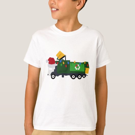 Vrachtwagen voor kerstrecycling van vuilnis t-shirt (Voorkant)