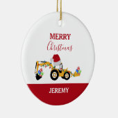 Vrachtwagen voor kerstrugleuning - Aangepast Keramisch Ornament (Rechts)