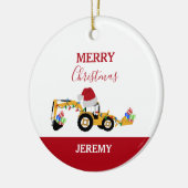 Vrachtwagen voor kerstrugleuning - Aangepast Keramisch Ornament (Links)