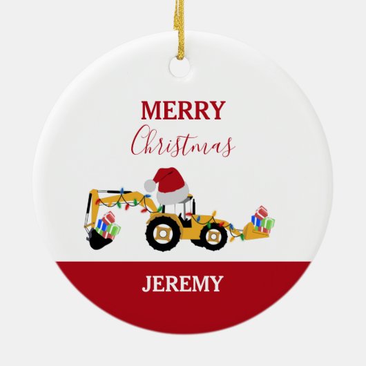 Vrachtwagen voor kerstrugleuning - Aangepast Keramisch Ornament (Achterkant)
