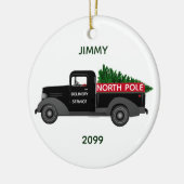 Vrachtwagen voor levering Noordpool - keramisch ke Keramisch Ornament (Links)