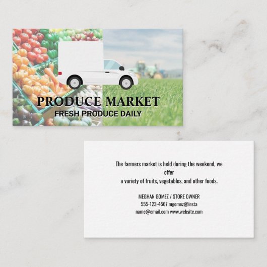 Vrachtwagen voor levering | Producten voor de opsl Visitekaartje (Voorkant / Achterkant)