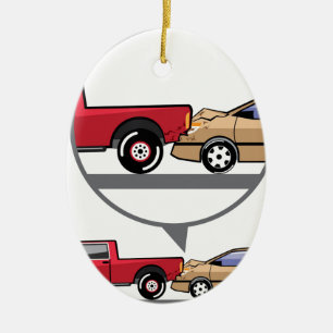Vrachtwagen voor ongevallen en wagon Suv Wreck Keramisch Ornament