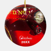 Vrachtwagen voor rode en  Chrome Keramisch Ornament (Achterkant)