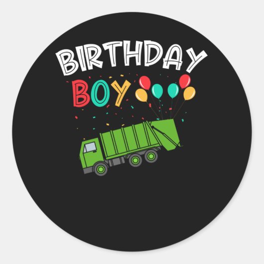 Vrachtwagen voor vuilniswagens Birthday Boys Recyc Ronde Sticker (Voorkant)