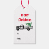 Vrachtwagen Vrolijke Kerstboom Boerderij Cadeaulabel (Voorkant)