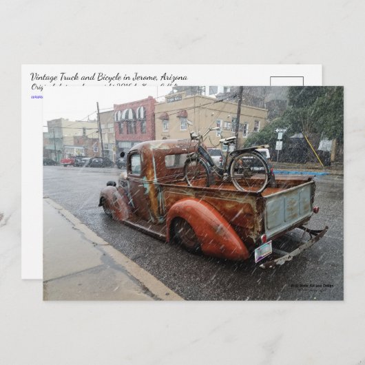 Vrachtwagen w / Fiets / Jerome Arizona Briefkaart (Voorkant / Achterkant)