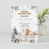 Vrachtwagen Winter Bos uitnodiging (Staand voorkant)