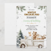Vrachtwagen Winter Bos uitnodiging (Voorkant / Achterkant)