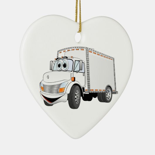 Vrachtwagen — witte Cartoon Keramisch Ornament (Rechts)