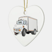 Vrachtwagen — witte Cartoon Keramisch Ornament (Links)