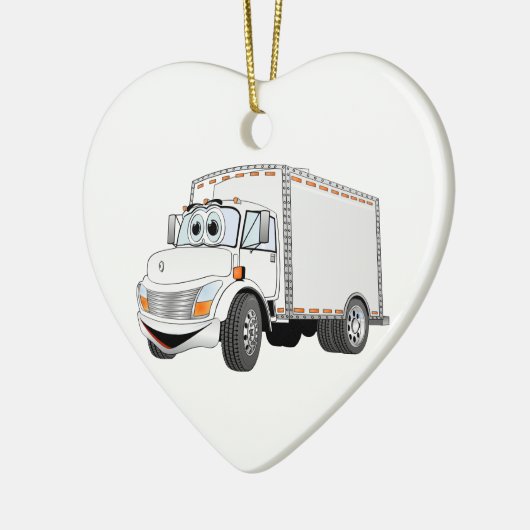 Vrachtwagen — witte Cartoon Keramisch Ornament (Links)