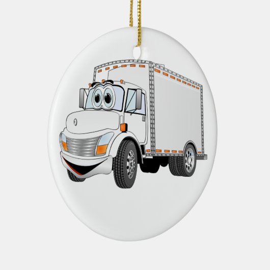 Vrachtwagen — witte Cartoon Keramisch Ornament (Rechts)