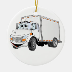 Vrachtwagen — witte Cartoon Keramisch Ornament