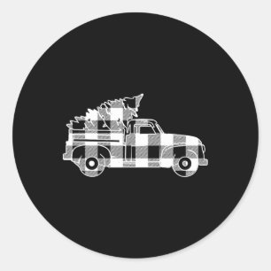 Vrachtwagen Xmas Tree Black & Camp; Witte Buffel P Ronde Sticker