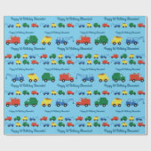 Vrachtwagenauto's Eerste verjaardag van het thema Cadeaupapier (Vlak)