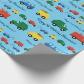 Vrachtwagenauto's Eerste verjaardag van het thema Cadeaupapier (Hoek)