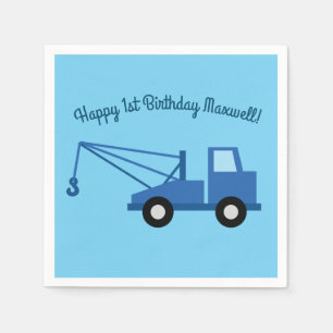 Vrachtwagenauto's Eerste verjaardag van het thema Servet