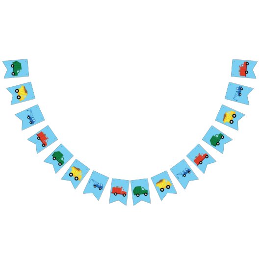 Vrachtwagenauto's Eerste verjaardag van het thema Vlaggetjes (Alle)