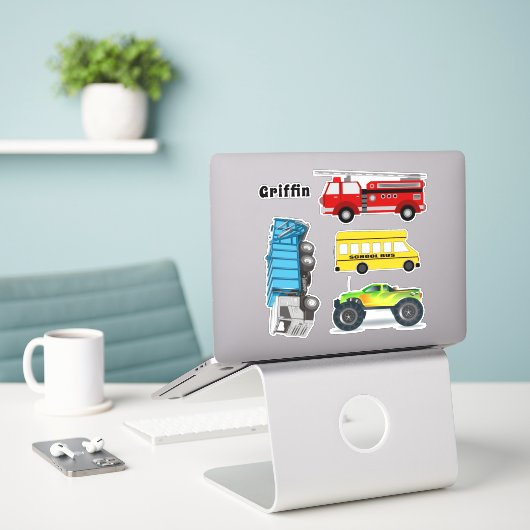 Vrachtwagenbakken Naam Sjabloon Sticker (Laptop op bureau)