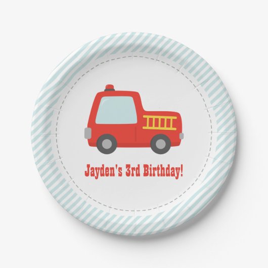 Vrachtwagenbakken voor brandweerwagens - Birthday- Papieren Bordje (Voorkant)