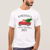  Vrachtwagenboom Familie Kerstmis Gepersonaliseerd T-shirt (Voorkant)