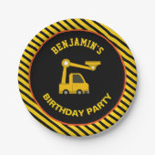 Vrachtwagenbouw Verjaardagsfeest Papieren Bordje (Voorkant)