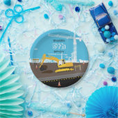 Vrachtwagenbouw voor graafmachines papieren bordje (Feest)