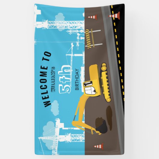 Vrachtwagenbouw voor graafmachines spandoek (Verticaal)