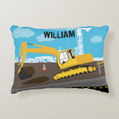 Vrachtwagenbouwplaats voor graafmachines accent kussen (Voorkant)