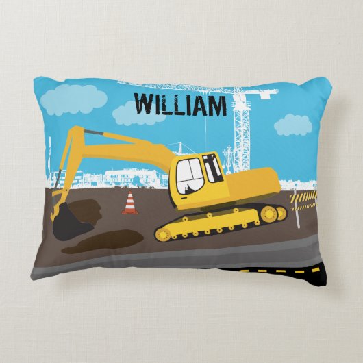 Vrachtwagenbouwplaats voor graafmachines accent kussen (Achterkant)