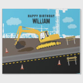 Vrachtwagenbouwplaats voor graafmachines Birthday Cadeaupapier (Vlak)