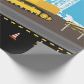 Vrachtwagenbouwplaats voor graafmachines Birthday Cadeaupapier (Hoek)