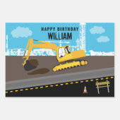 Vrachtwagenbouwplaats voor graafmachines Birthday Inpakpapier Vel (Voorkant 3)