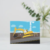 Vrachtwagenbouwplaats voor graafmachines feestdagenkaart (Staand voorkant)