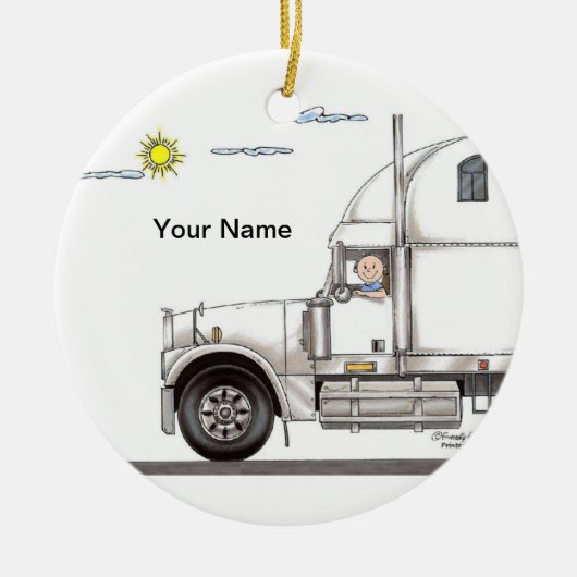 Vrachtwagenchauffeur, 18 Wheeler - Mannelijk Keramisch Ornament (Voorkant)