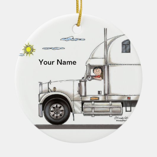 Vrachtwagenchauffeur, 18 Wheeler - Vrouw Keramisch Ornament (Voorkant)