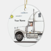 Vrachtwagenchauffeur, 18 Wheeler - Vrouw Keramisch Ornament (Links)